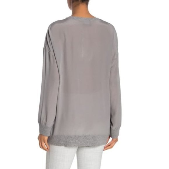 Magaschoni Contrast Cashmere Silk Sweater - Picture 2 of 5